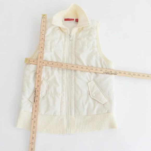 Vintage b.u.m. equipment Cream Zip Up Puff Vest Size  Large - Picture 4 of 10